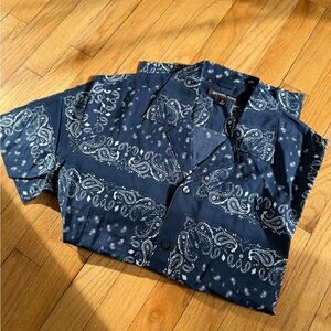 Michael Kors Bandana Print Button Down Short Sleeve Top